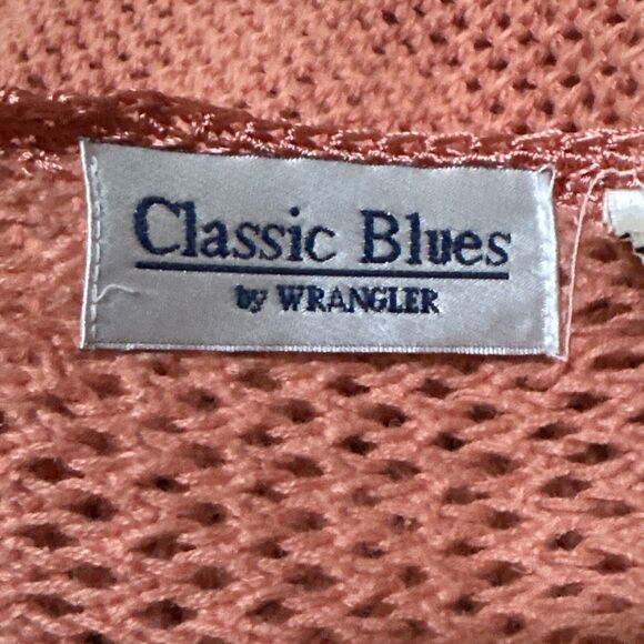 Classic Blues Wrangler Women Salmon Cottage Granny Core Cardigan Sweater Large - Picture 5 of 6